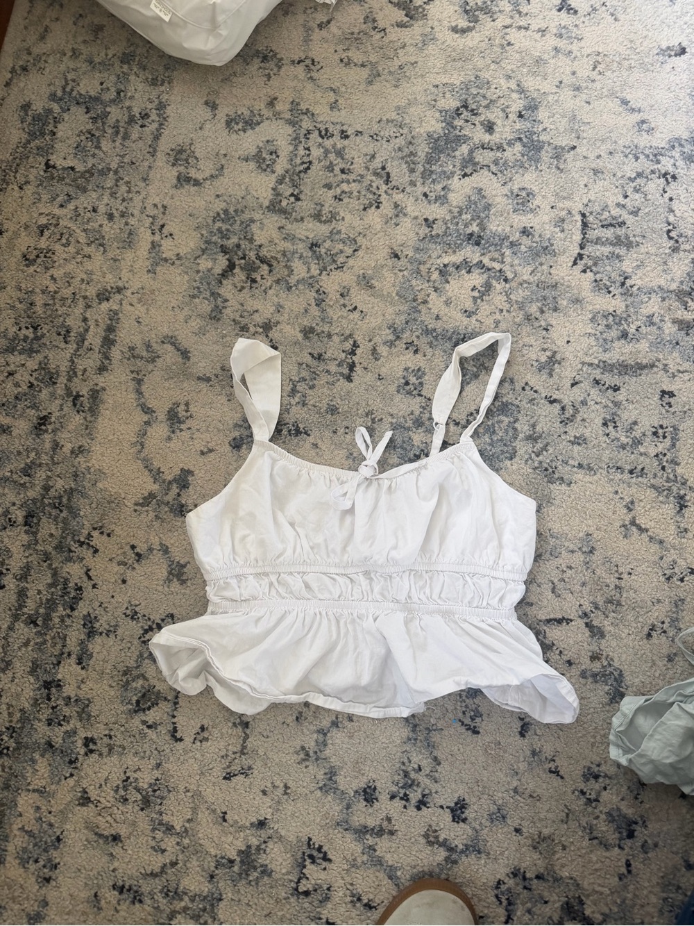 La Hearts White Ruffle Peplum Tank Top